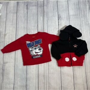 Disney Parks Mickey Mouse Hoodie Garanimals Red Sweatshirt Bundle/size 12M